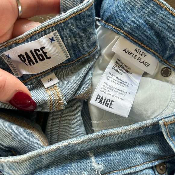 PAIGE Atley Ankle Flare Stretch Jeans Light Blue - Picture 16 of 16